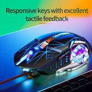 RGB Gaming-Maus mit 6 Tasten – Ergonomische kabelgebundene USB-Maus mit einstellbarer DPI | Optischer Sensor für PC & Desktop-Gaming