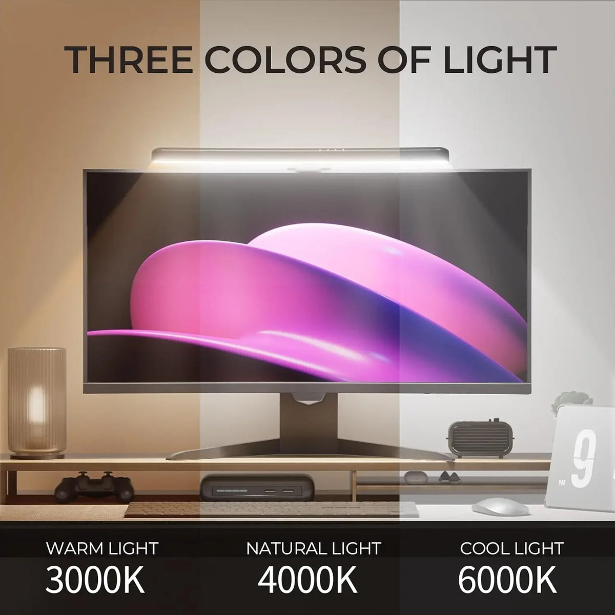 DBF Curved Monitor Light Bar mit RGB-Backlight – LED Bildschirmleuchte für gebogene Monitore | Stufenlos dimmbar & Farbtemperatur einstellbar | Touch-Steuerung für Gaming, TV & Arbeitsplatz