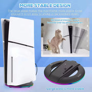 Vertikaler Standfuß für PS5 Slim – Stabiler & Platzsparender Konsolenständer | Disc & Digital Edition | Anti-Rutsch | Schwarz/Weiß/RGB