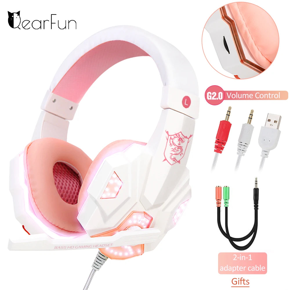 Gaming-Headset mit RGB – Kabelgebundene Stereo-Kopfhörer mit Mikrofon & 40-mm-Treibern | 3,5-mm-Klinke für PC, PS4, PS5 & kompatible Xbox-Systeme