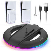 TECTINTER RGB Vertikalständer für PS5 Slim & PS5 Pro – Gaming Stand mit Kühlfunktion & rutschfester Basis | PlayStation 5 Zubehör