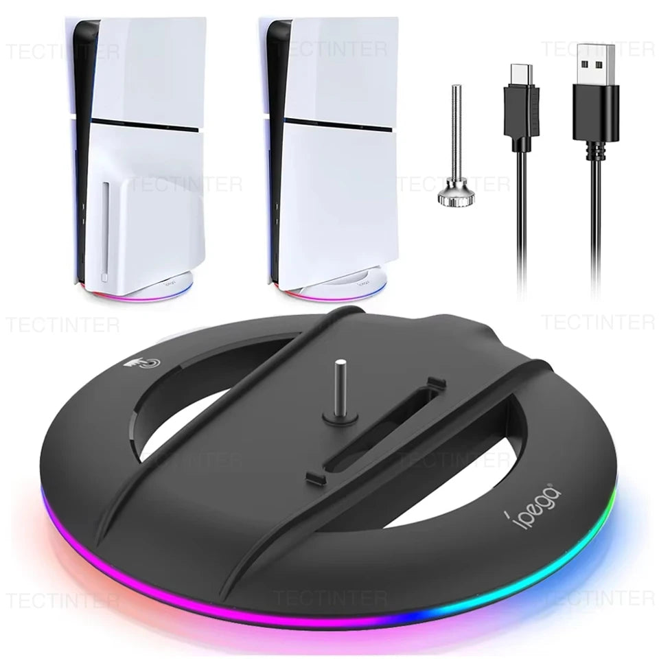 TECTINTER RGB Vertikalständer für PS5 Slim & PS5 Pro – Gaming Stand mit Kühlfunktion & rutschfester Basis | PlayStation 5 Zubehör