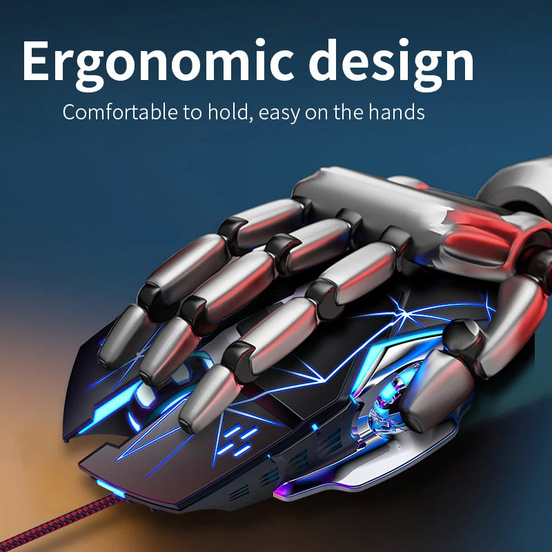 RGB Gaming-Maus mit 6 Tasten – Ergonomische kabelgebundene USB-Maus mit einstellbarer DPI | Optischer Sensor für PC & Desktop-Gaming