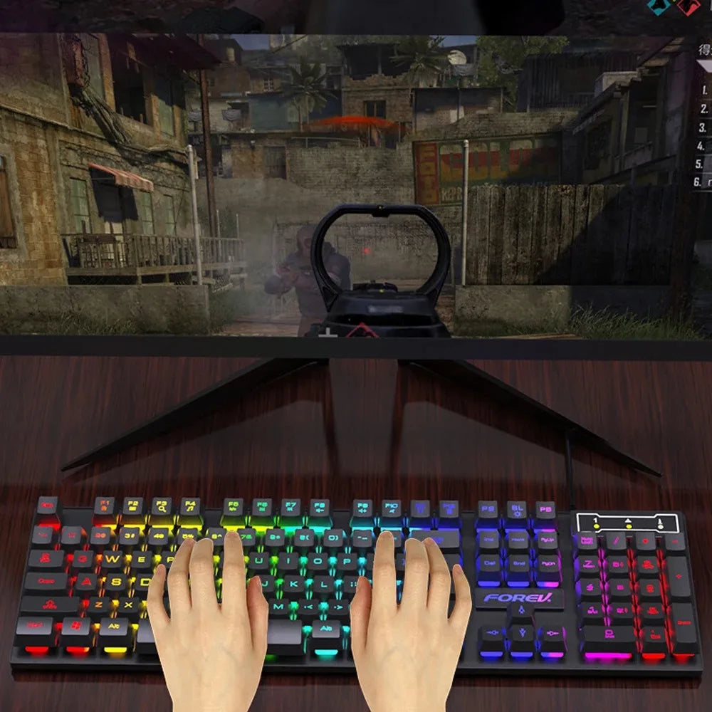 RGB Gaming Keyboard – 104 Tasten, mechanisches Tippgefühl & farbenfrohe Beleuchtung | Kabelgebunden für PC & Laptop