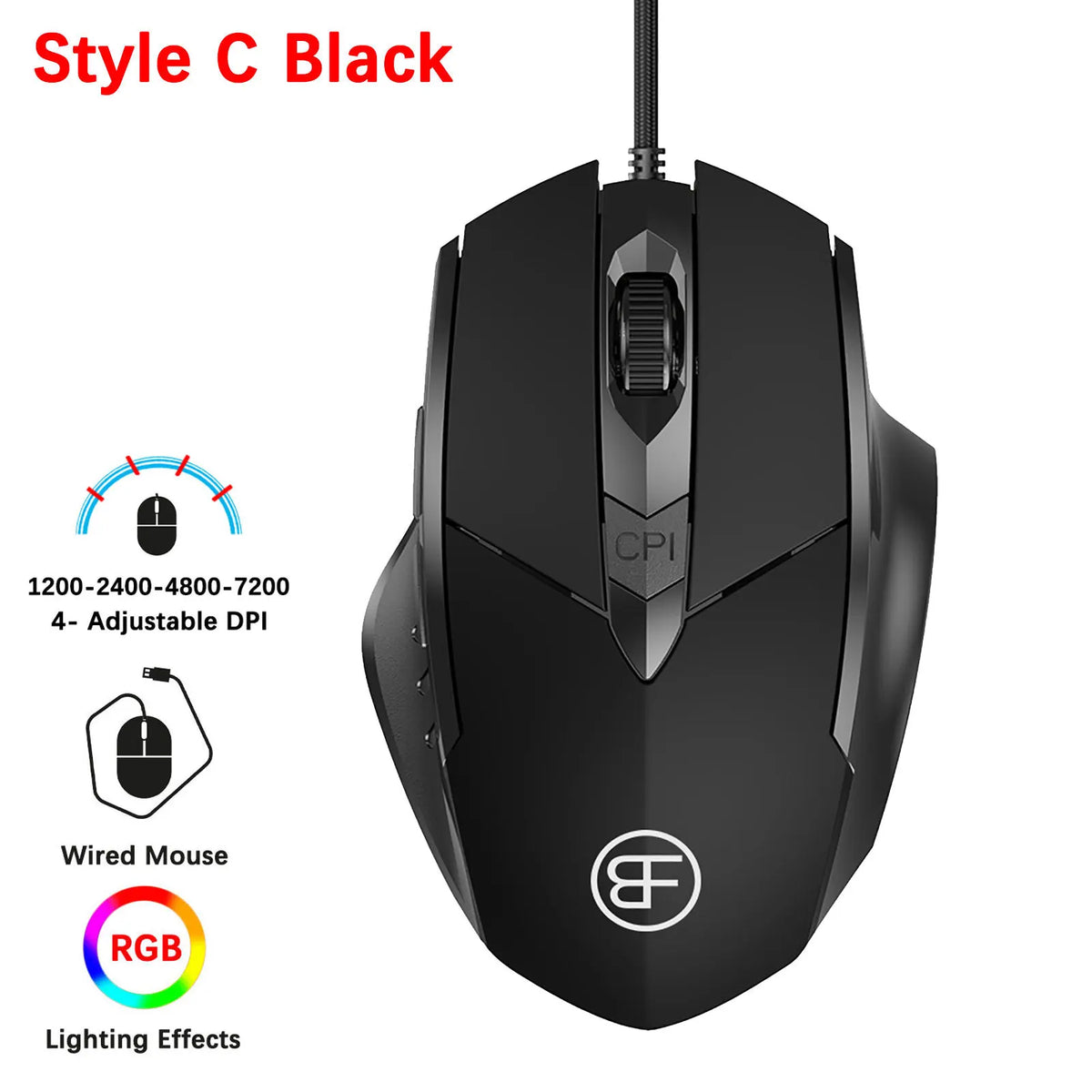 High-Performance RGB Gaming-Maus – 7200 DPI, 6 Tasten & ergonomisches Design für PC, Laptop & Gaming
