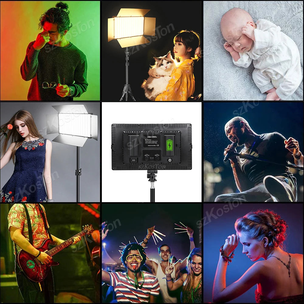 SZKOSTON RGB LED Videoleuchte – 728 LEDs, 0–100 % dimmbar | Foto- & Studio-Licht für YouTube, Streaming & Content Creation
