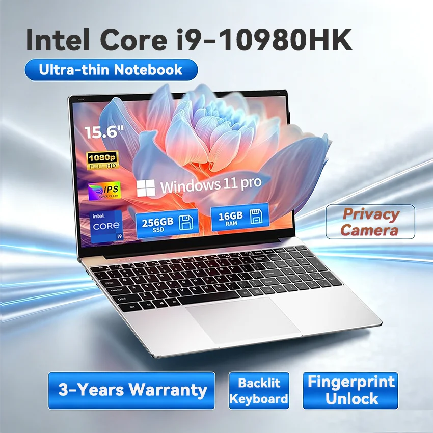 Fuchu 15,6"Zoll Performance Laptop – Intel Core i9-10980HK | Windows 11 | Beleuchtete Tastatur | Fingerabdrucksensor | Office, Studium & Gaming