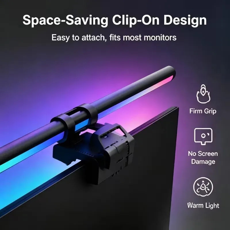 Mzvul RGB Monitor Light Bar – LED Bildschirmleuchte mit 15 Lichtmodi & stufenloser Dimmung | USB Monitorlampe mit Touch-Steuerung für Gaming, TV & Arbeitsplatz