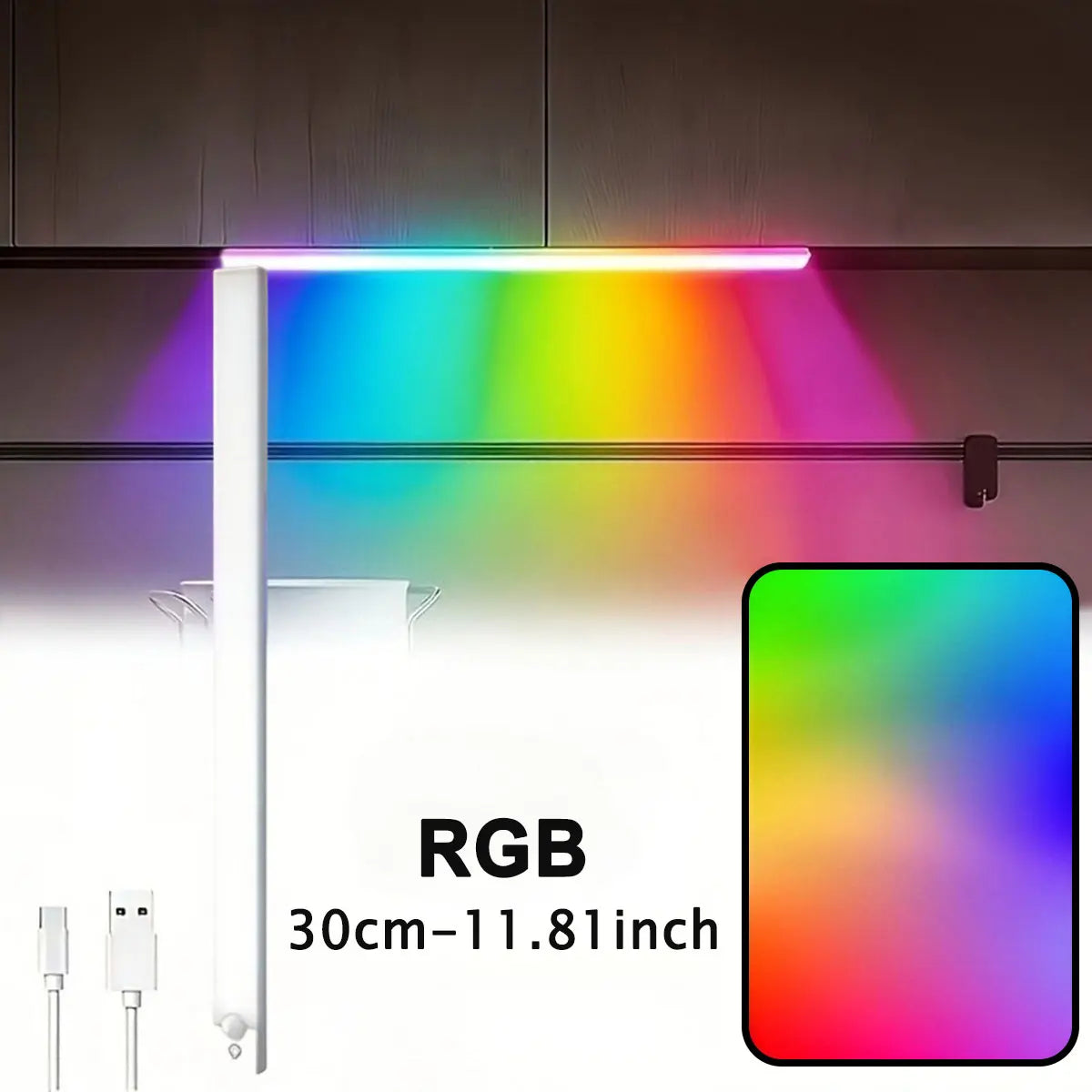RGB Ambient Light Bar mit Akku – Dynamische Rainbow LED-Leuchte mit Farbverlauf & Running-Light-Effekt | Gaming-Beleuchtung für Schreibtisch, Wohnzimmer & Schlafzimmer
