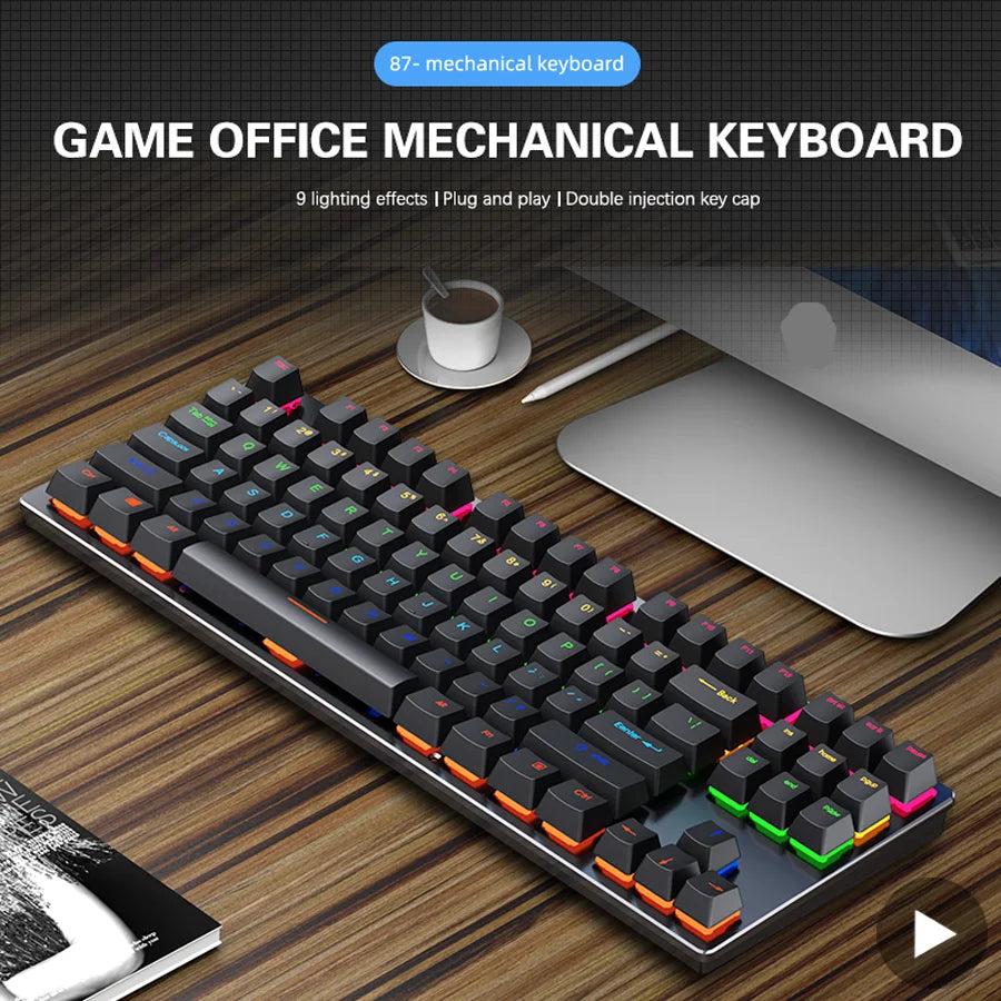 Mechanische RGB Gaming Tastatur – Beleuchtet, Ergonomisch & Kabelgebunden per USB für PC & Gaming
