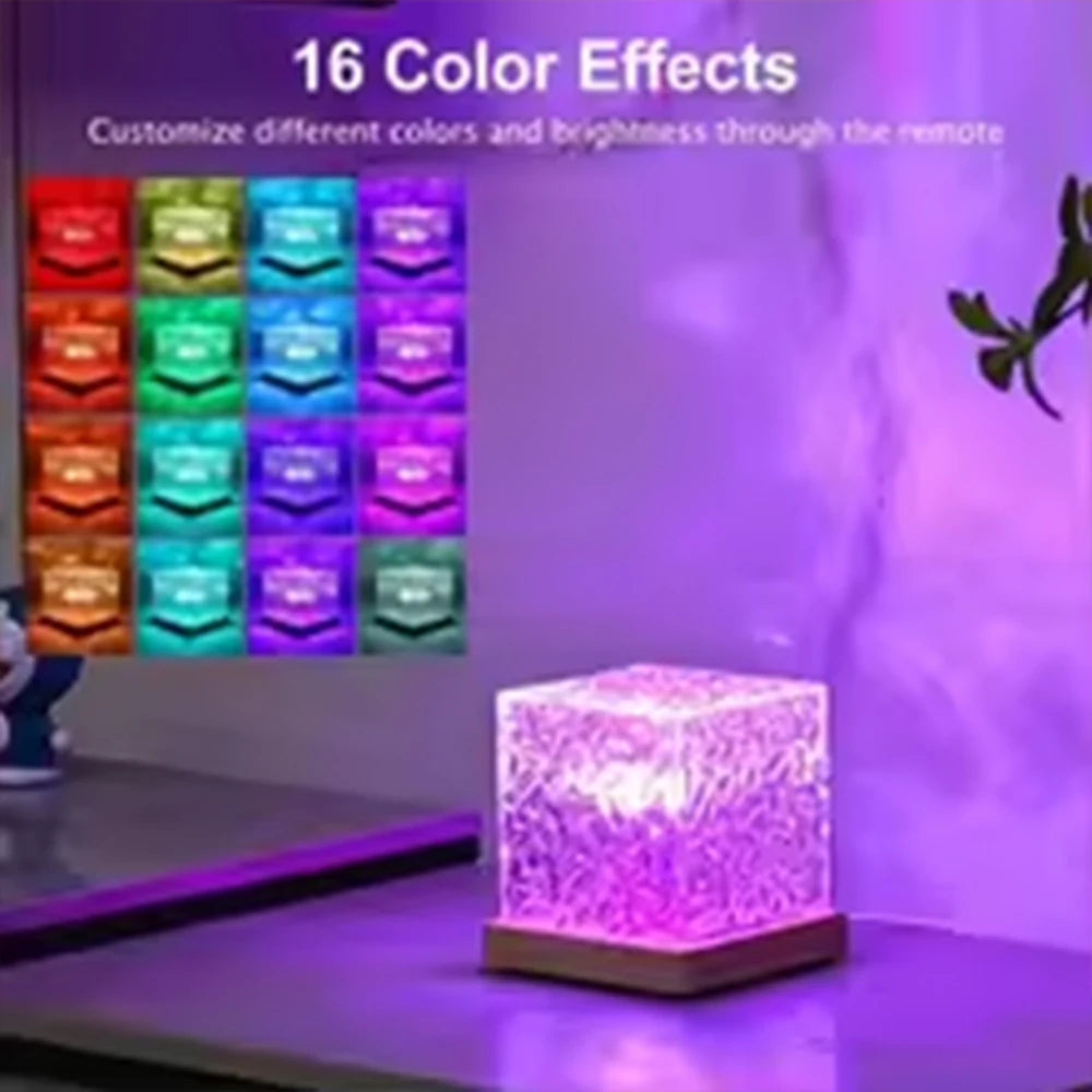 HOMEFISH RGB-Nachtlicht mit 16 Farben und Fernbedienung – Wiederaufladbare Tischlampe mit Ozeanwellen- und Aurora-Projektion für Gamingzimmer, Schlafzimmer und Wohnbereich