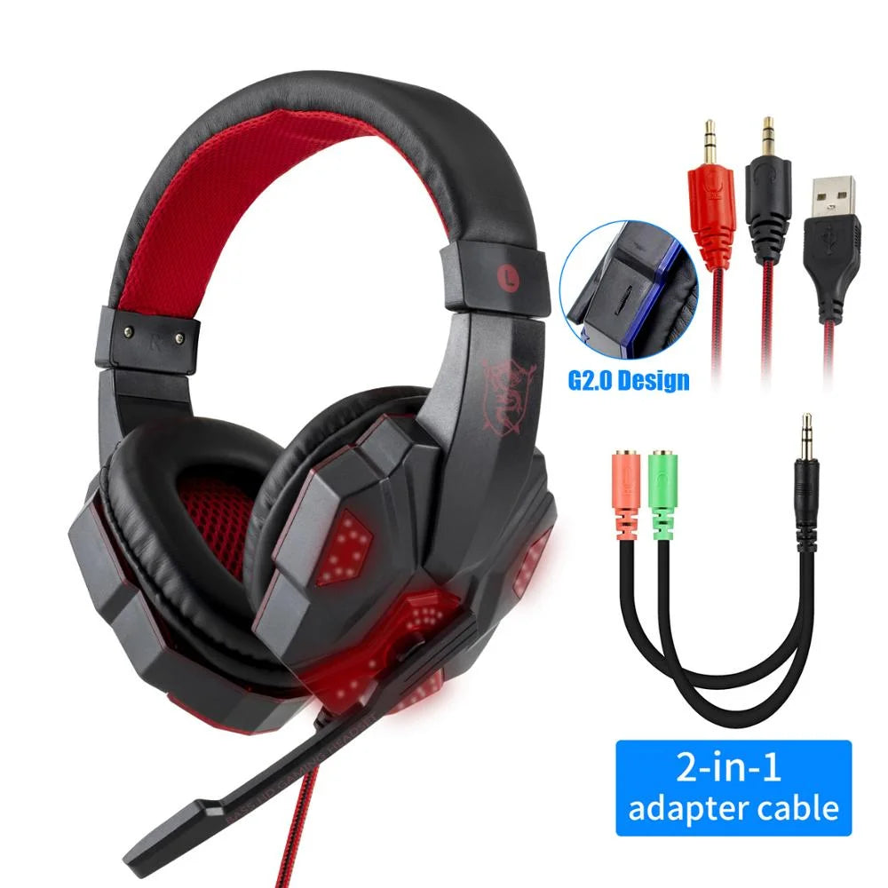 Gaming-Headset mit RGB – Kabelgebundene Stereo-Kopfhörer mit Mikrofon & 40-mm-Treibern | 3,5-mm-Klinke für PC, PS4, PS5 & kompatible Xbox-Systeme