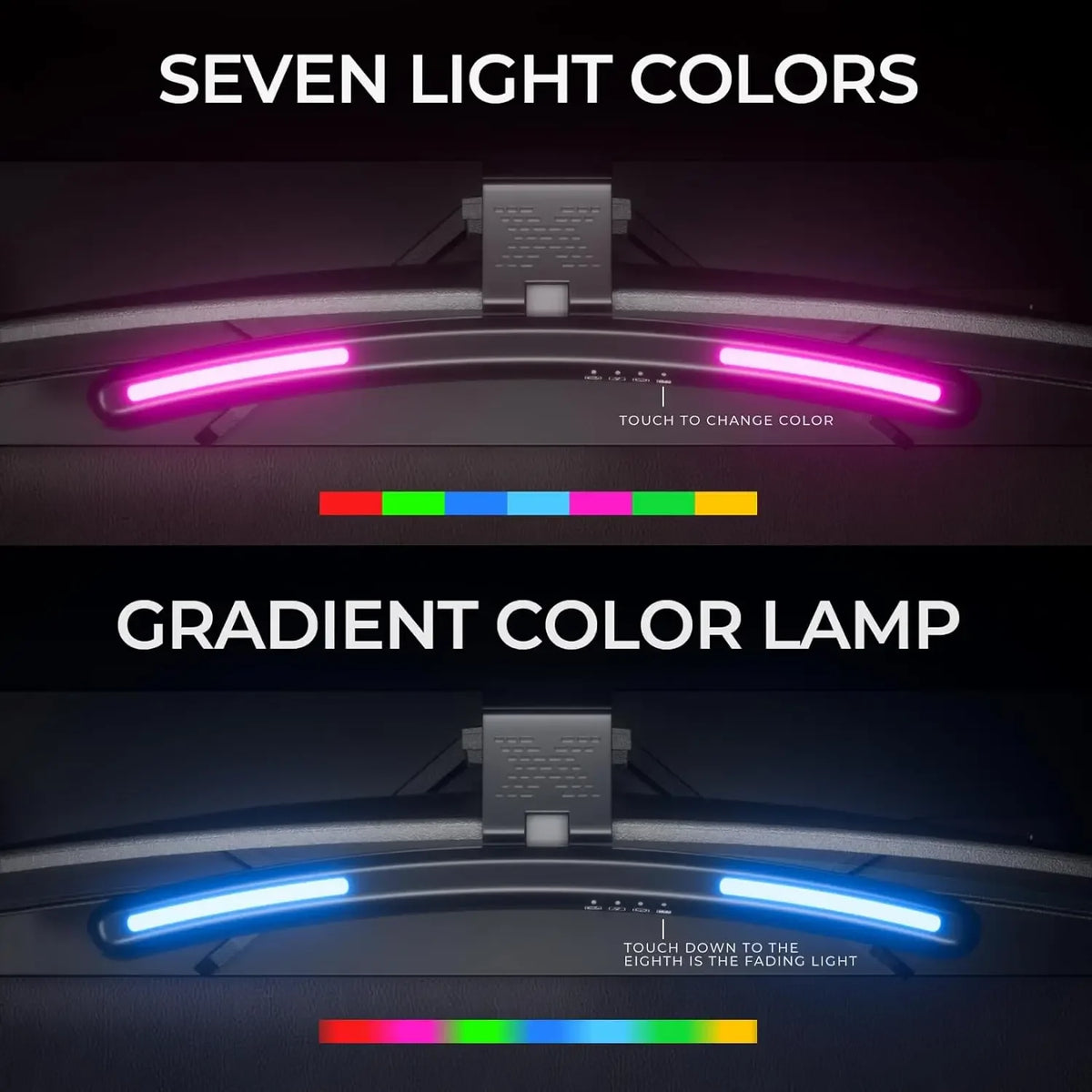 DBF Curved Monitor Light Bar mit RGB-Backlight – LED Bildschirmleuchte für gebogene Monitore | Stufenlos dimmbar & Farbtemperatur einstellbar | Touch-Steuerung für Gaming, TV & Arbeitsplatz