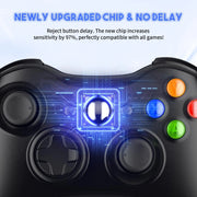 Wireless Gaming Controller 2,4 GHz – Kabelloses Gamepad für Xbox 360, Xbox 360 Slim & PC | Dual-Vibration, präzise Trigger & USB-Empfänger