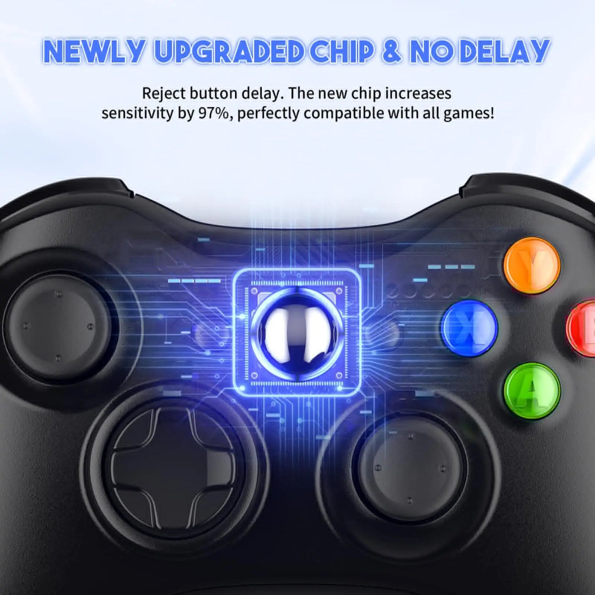 Wireless Gaming Controller 2,4 GHz – Kabelloses Gamepad für Xbox 360, Xbox 360 Slim & PC | Dual-Vibration, präzise Trigger & USB-Empfänger
