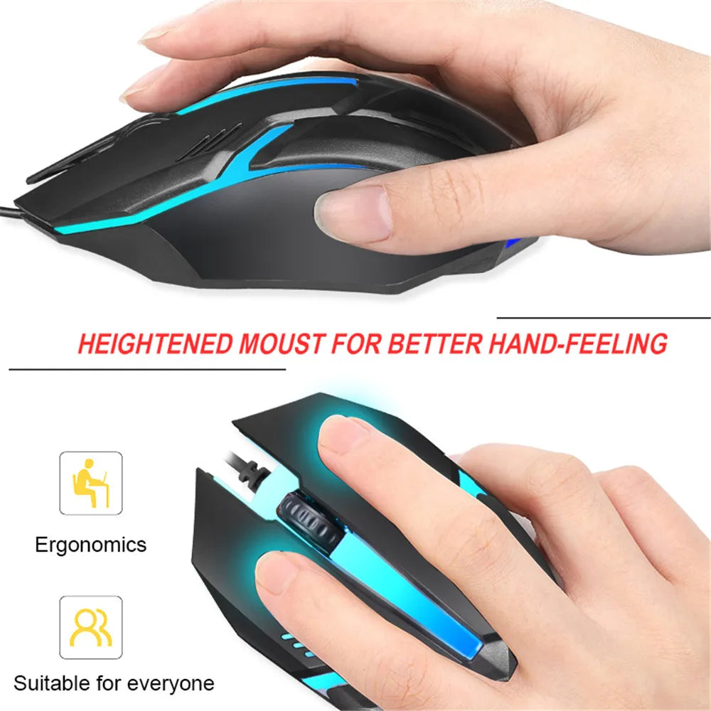 5000 DPI Gaming-Maus – Silent Click, ergonomisches Design & Beleuchtung | USB für PC & Laptop