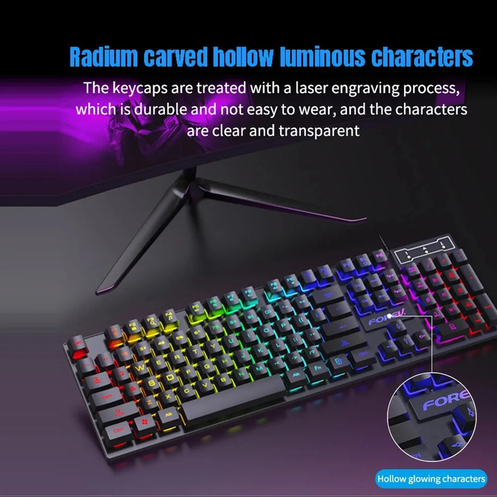 104-Tasten RGB Gaming-Tastatur – Kabelgebundene USB Membran-Tastatur mit mechanischem Tippgefühl & Multicolor-Beleuchtung | Englisches Layout für PC & Laptop