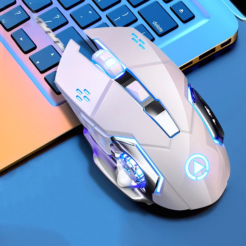 RGB Gaming-Maus mit 6 Tasten – Ergonomische kabelgebundene USB-Maus mit einstellbarer DPI | Optischer Sensor für PC & Desktop-Gaming