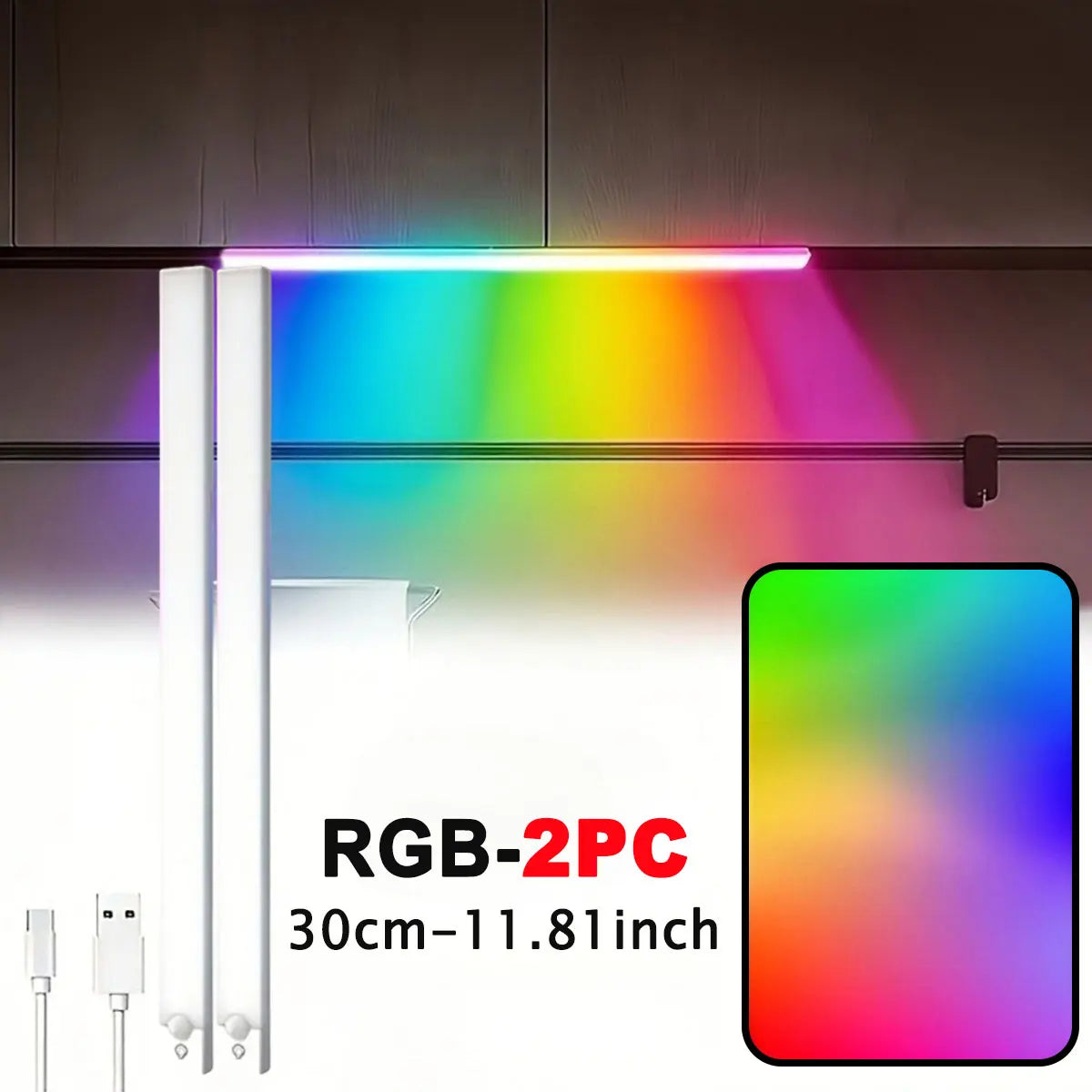RGB Ambient Light Bar mit Akku – Dynamische Rainbow LED-Leuchte mit Farbverlauf & Running-Light-Effekt | Gaming-Beleuchtung für Schreibtisch, Wohnzimmer & Schlafzimmer