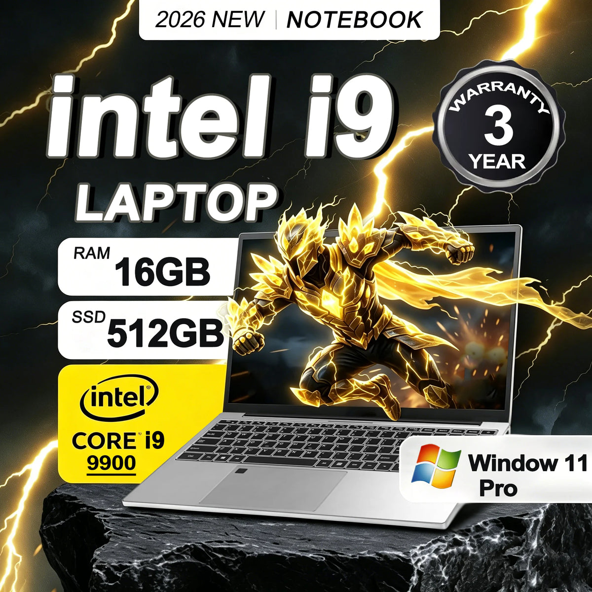Fuchu Performance Laptop mit Windows 11 Pro | Intel Core i9-9900 | 15,6"Zoll | 16 GB RAM | 1 TB SSD | Gaming, Office & Studium