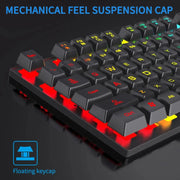 104-Tasten RGB Gaming-Tastatur – Kabelgebundene USB Membran-Tastatur mit mechanischem Tippgefühl & Multicolor-Beleuchtung | Englisches Layout für PC & Laptop