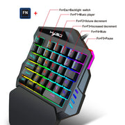 Gaming Einhand-Tastatur & Maus Set – 35-Tasten Keypad mit Multicolor-Beleuchtung & USB Plug & Play