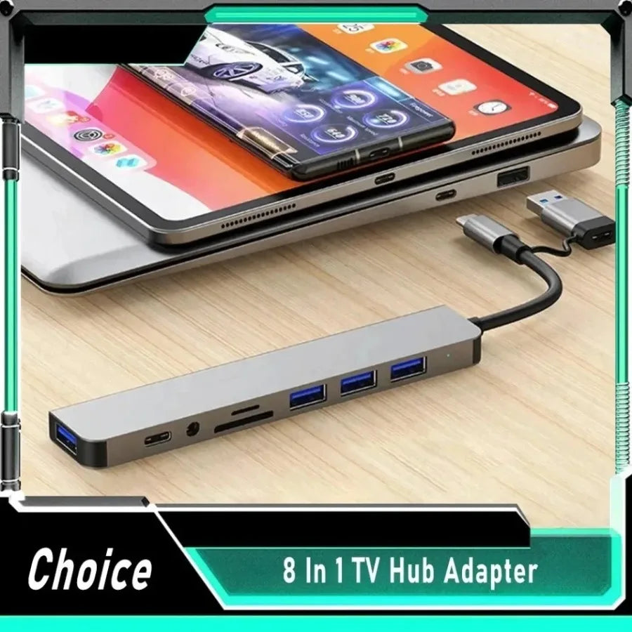 LccKaa 7-in-1 / 8-in-1 USB-C Hub – Multiport Adapter mit USB 3.0 | High-Speed Datenübertragung für Laptop, Tablet & Smartphone