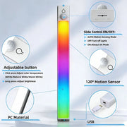RGB Ambient Light Bar mit Akku – Dynamische Rainbow LED-Leuchte mit Farbverlauf & Running-Light-Effekt | Gaming-Beleuchtung für Schreibtisch, Wohnzimmer & Schlafzimmer