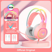 ONIKUMA RGB Gaming-Headset mit oder ohne Ohren und Ständer – Kabelgebundene Kopfhörer mit 50-mm-Treibern & flexiblem HD-Mikrofon | 3,5-mm-Headset für PC, PS4, PS5, Xbox & Nintendo Switch
