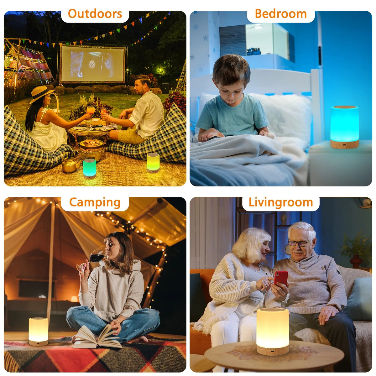 RGB LED Nachttischlampe mit 16 Farben – Wiederaufladbare Touch-Leuchte mit Fernbedienung, 3 Lichtmodi & Timer | USB Ambientelicht für Gaming, Schlafzimmer & Schreibtisch