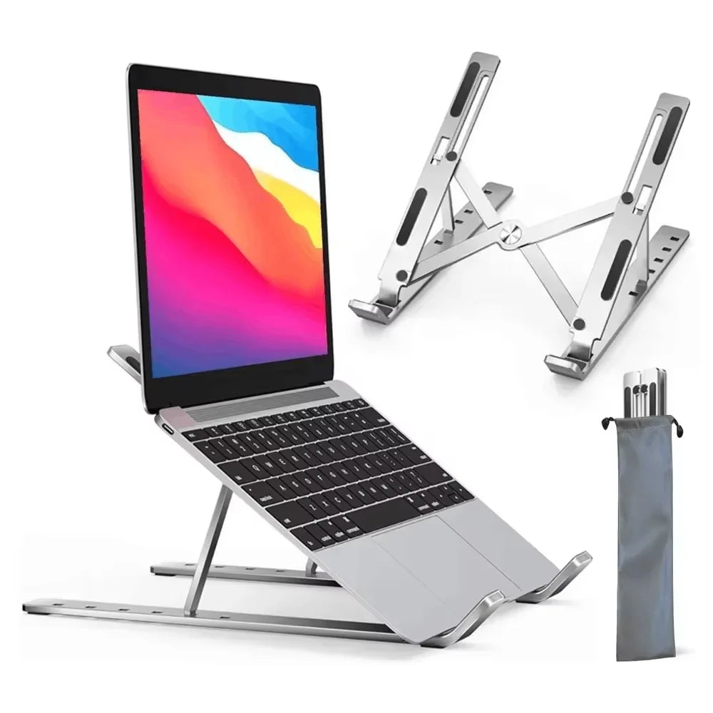 MK Gaming Verstellbarer Aluminium Laptop-Ständer – 10 Höhenstufen | Ergonomisch, Faltbar & Rutschfest | Für MacBook, Notebook & Tablet
