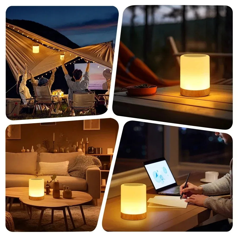 RGB LED Nachttischlampe mit 16 Farben – Wiederaufladbare Touch-Leuchte mit Fernbedienung, 3 Lichtmodi & Timer | USB Ambientelicht für Gaming, Schlafzimmer & Schreibtisch