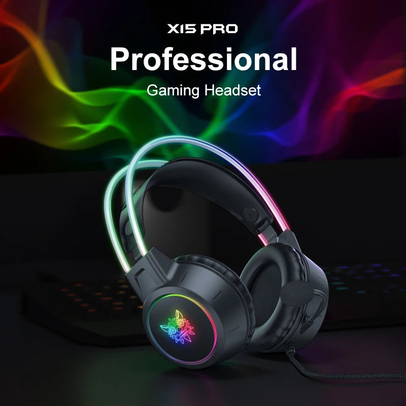 ONIKUMA RGB Gaming-Headset mit oder ohne Ohren und Ständer – Kabelgebundene Kopfhörer mit 50-mm-Treibern & flexiblem HD-Mikrofon | 3,5-mm-Headset für PC, PS4, PS5, Xbox & Nintendo Switch
