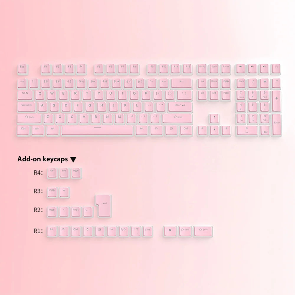 RGB Pudding Keycaps Set – 129 Double-Shot PBT Tastenkappen für mechanische Gaming-Tastaturen | Für 61/68/84/87/96/98/100/104/108 Tasten
