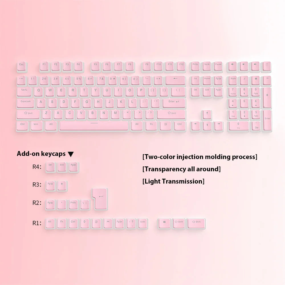 RGB Pudding Keycaps Set – 129 Double-Shot PBT Tastenkappen für mechanische Gaming-Tastaturen | Für 61/68/84/87/96/98/100/104/108 Tasten