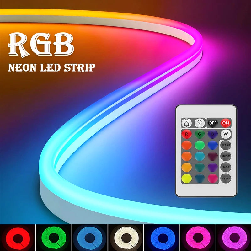 Acosh Neon RGB LED-Lichtschlauch 1–5 m – Flexibles USB Neon-Lichtband mit Fernbedienung & Farbwechsel | 5V Gaming-Beleuchtung für Zimmer & Setup