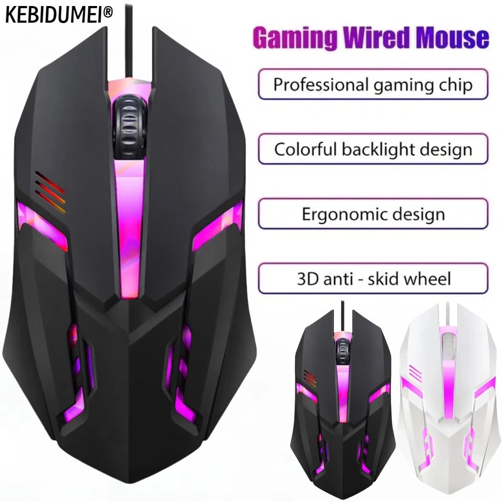5000 DPI Gaming-Maus – Silent Click, ergonomisches Design & Beleuchtung | USB für PC & Laptop