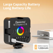 Desiontal RGB LED Videoleuchte – 360° Full-Color Kamera-Licht mit Akku & Fernbedienung | 2700–6500 K, 0–100 % dimmbar | Für Fotografie, TikTok, YouTube & Streaming