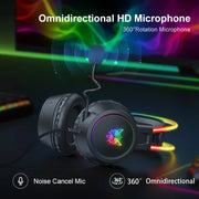 ONIKUMA RGB Gaming-Headset mit oder ohne Ohren und Ständer – Kabelgebundene Kopfhörer mit 50-mm-Treibern & flexiblem HD-Mikrofon | 3,5-mm-Headset für PC, PS4, PS5, Xbox & Nintendo Switch