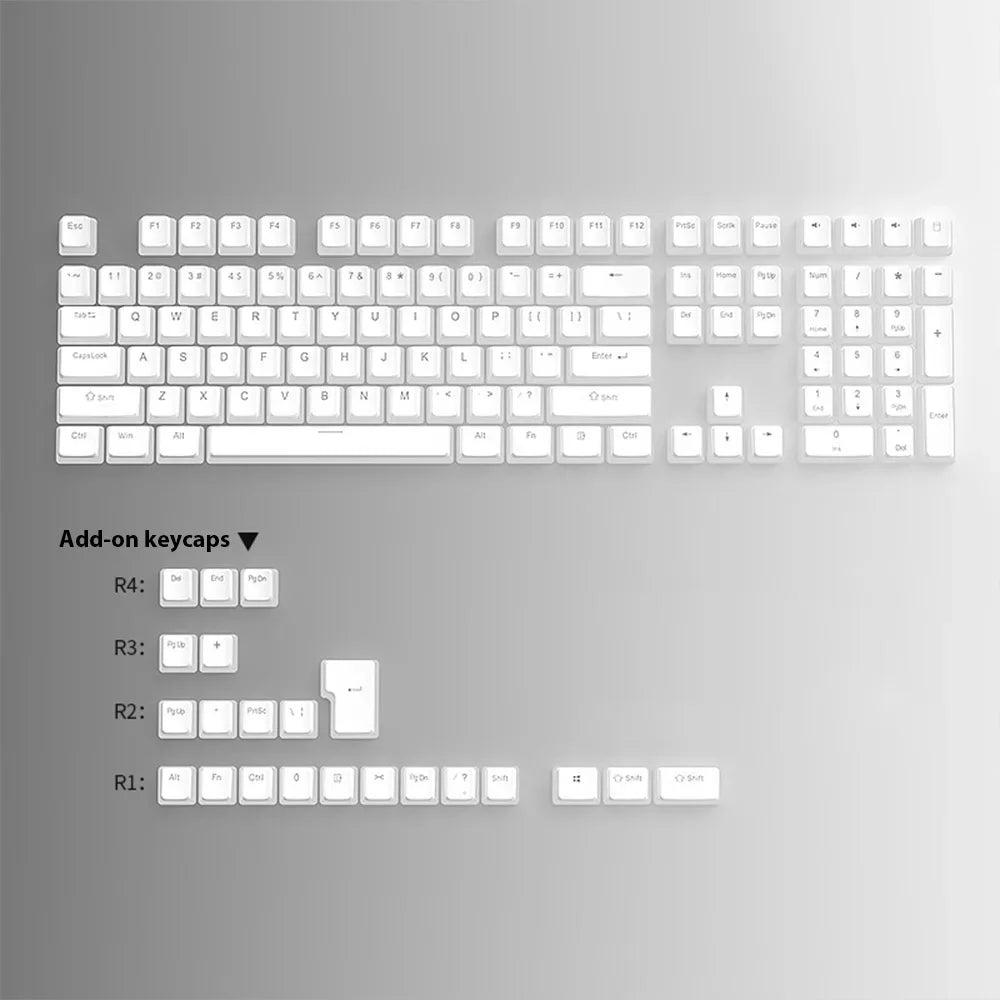 RGB Pudding Keycaps Set – 129 Double-Shot PBT Tastenkappen für mechanische Gaming-Tastaturen | Für 61/68/84/87/96/98/100/104/108 Tasten