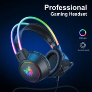 ONIKUMA RGB Gaming-Headset mit oder ohne Ohren und Ständer – Kabelgebundene Kopfhörer mit 50-mm-Treibern & flexiblem HD-Mikrofon | 3,5-mm-Headset für PC, PS4, PS5, Xbox & Nintendo Switch
