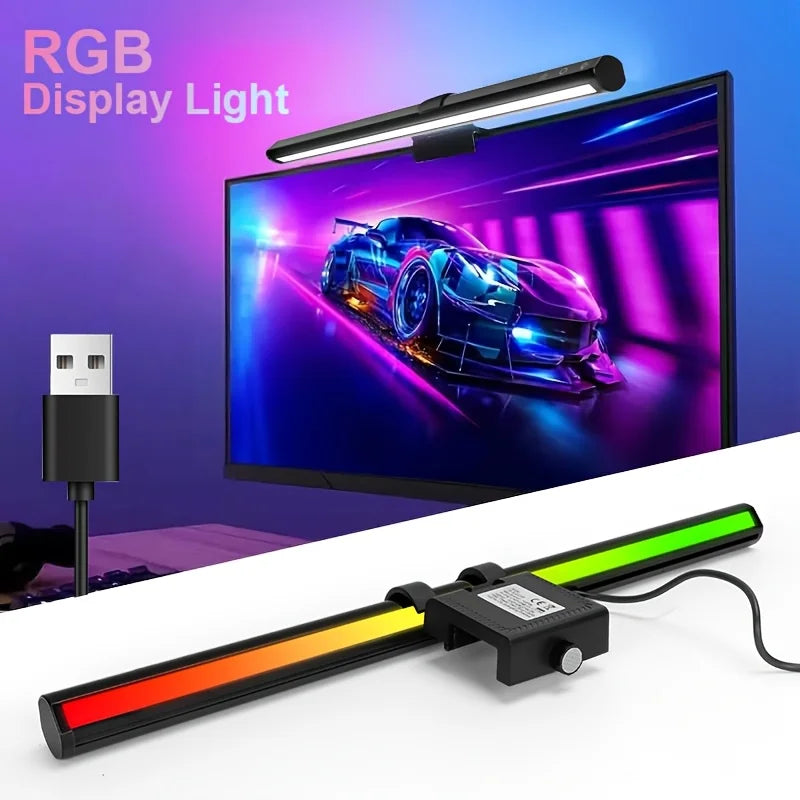 Mzvul RGB Monitor Light Bar – LED Bildschirmleuchte mit 15 Lichtmodi & stufenloser Dimmung | USB Monitorlampe mit Touch-Steuerung für Gaming, TV & Arbeitsplatz