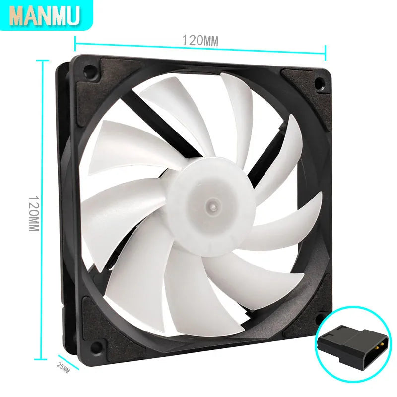 MANMU SFS-02 120 mm RGB PC-Gehäuselüfter – Rainbow Gaming Fan mit 800–1.800 U/min | Leiser 19-dB(A)-Lüfter mit Fluid Bearing